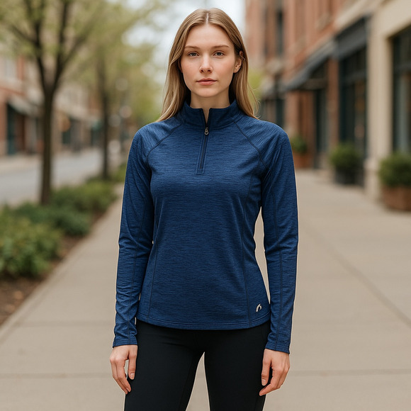 Head Tops - Head Pullover Womens Small Blue 1/4 Zip‎ Long Sleeve Performance Thumbholes NEW